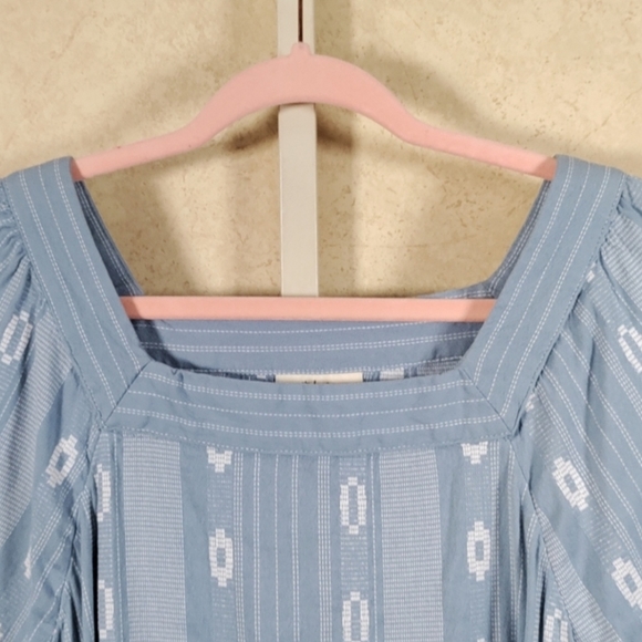 1132 Style & Co blue & white square neck tie front blouse XXL - Picture 3 of 10